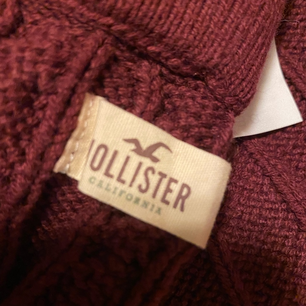 Hollister high waisted knit mini skater deep red maroon burgundy skirt size M - Picture 8 of 9